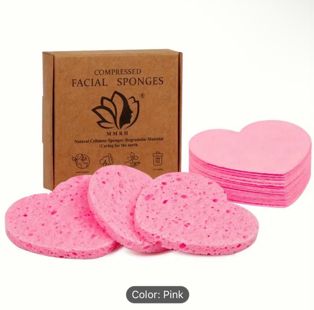 Facial Sponge (Heart Shape, 20 Count)