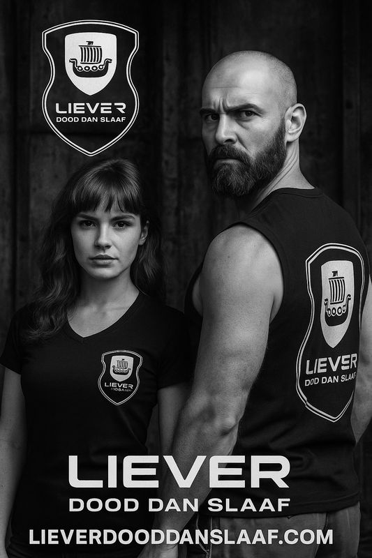 ‘Liever Dood Dan Slaaf®️’ Heren T-SHIRT Zwart, Grijs of Wit. GRATIS VERZENDING