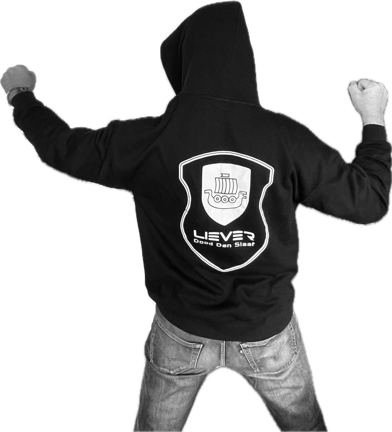 NIEUW: De ‘Liever Dood Dan Slaaf®️’ Hoodie met of zonder rits in Zwart 100% Katoen in maat L, XL, XXL, 3XL . GRATIS VERZENDEN!