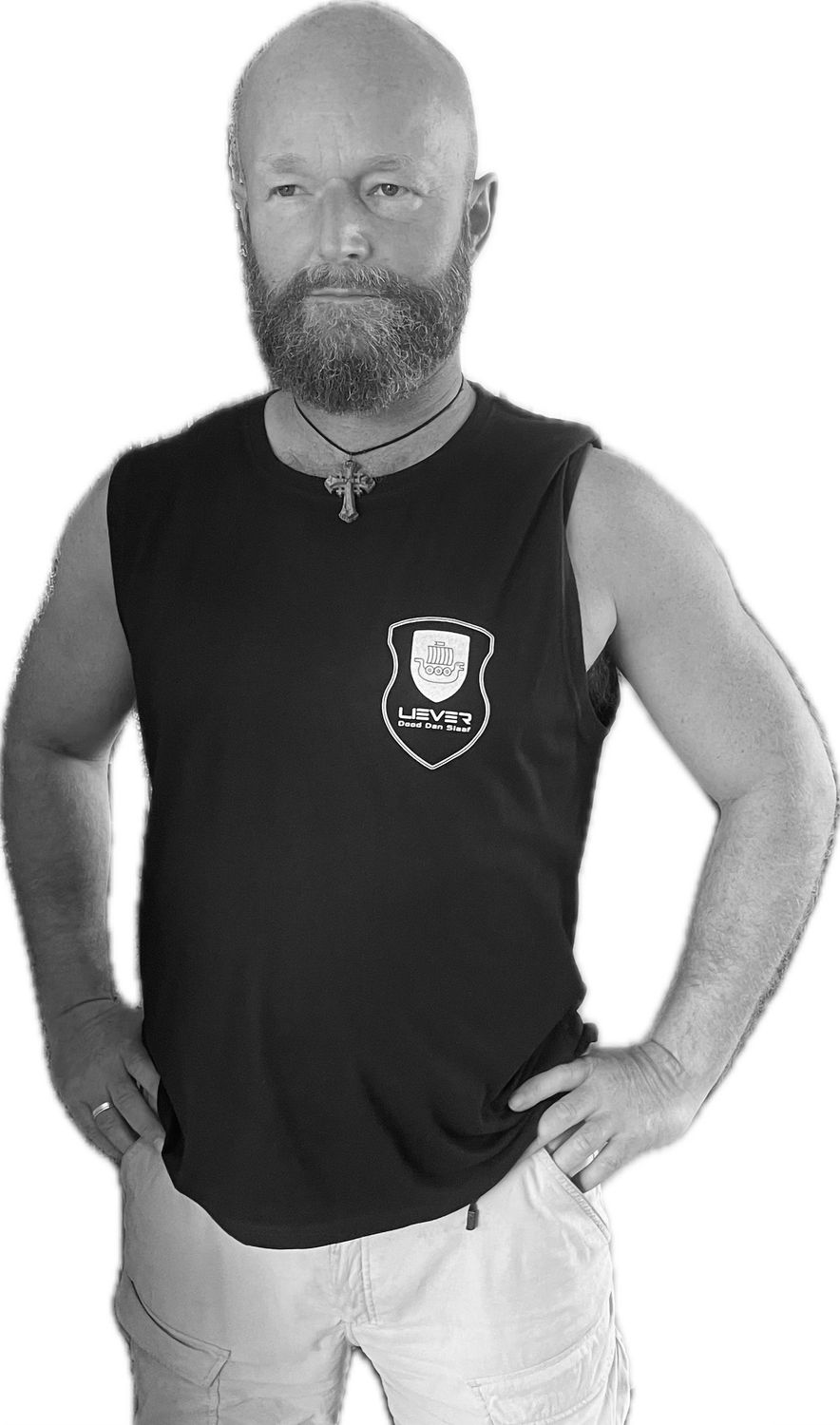 ‘Liever Dood Dan Slaaf®️’ Tanktop 100% Katoen, Zwart met of zonder ‘Wapenschild’ op rug.