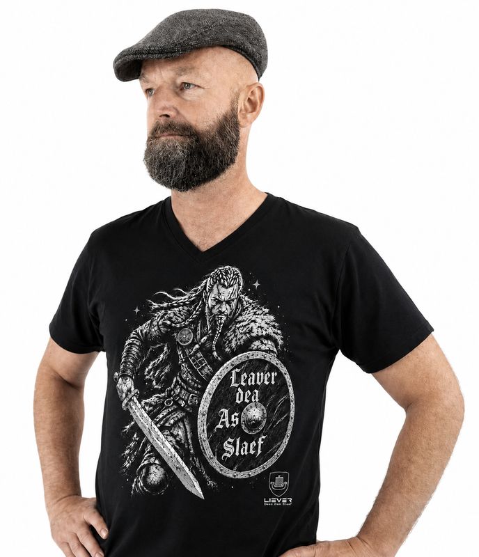 EXCLUSIEF :‘LEAVER DEA AS SLAEF®️’ Shirts voor Heren Zwart. GRATIS VERZENDING ( Binnen Nederland)