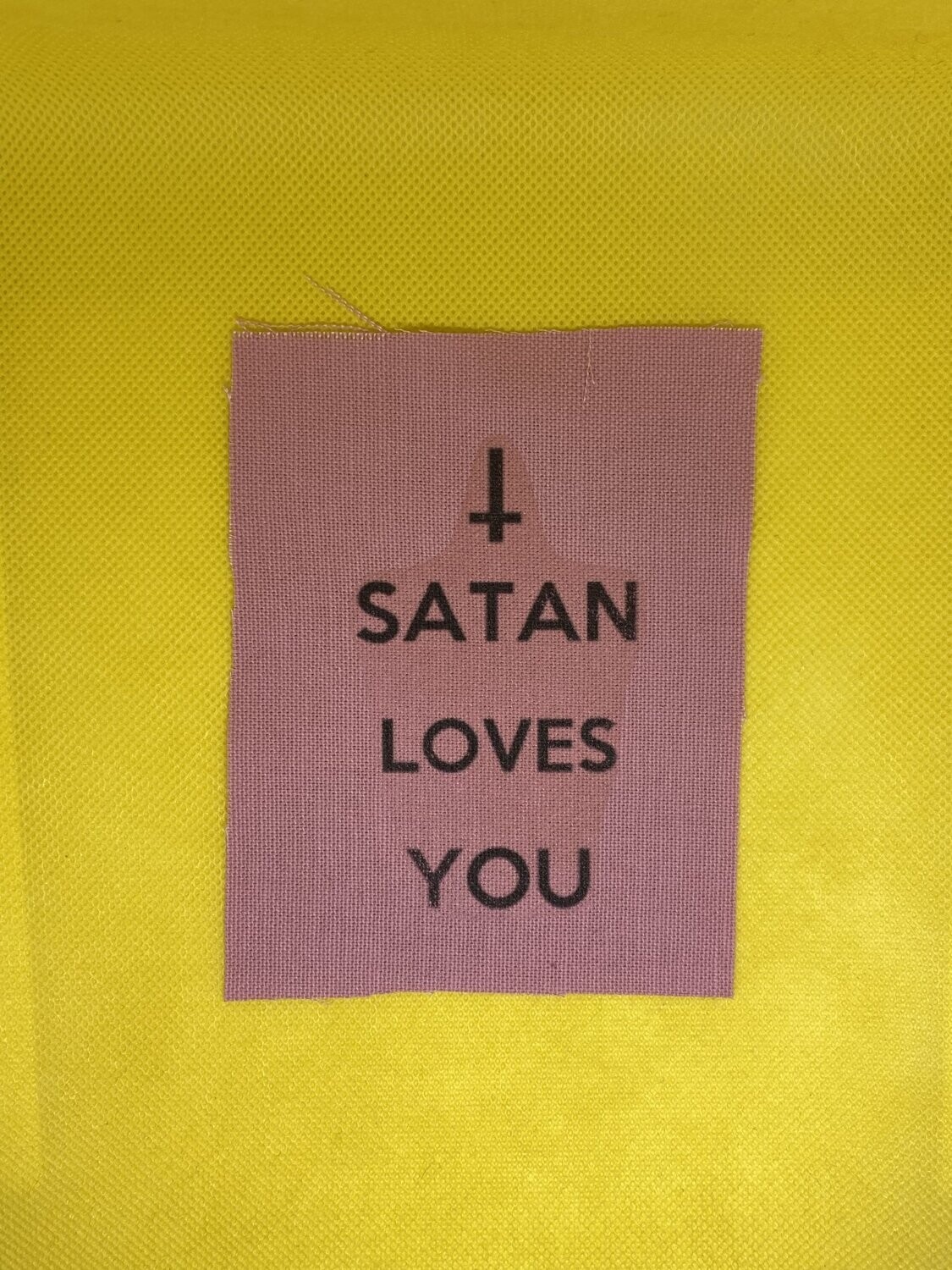 Satan Loves You Patch pink