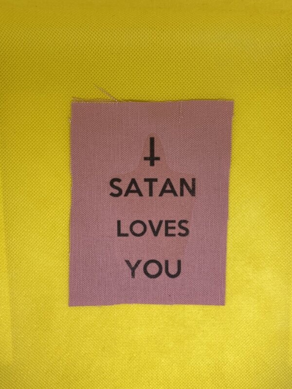 Satan Loves You Patch pink