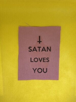 Satan Loves You Patch pink