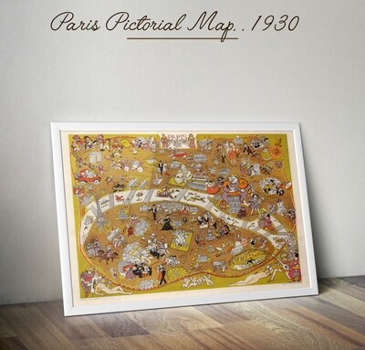 Paris Pictorial Map, circa 1930