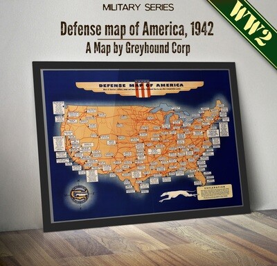 World War II - Defense Map of America, 1942