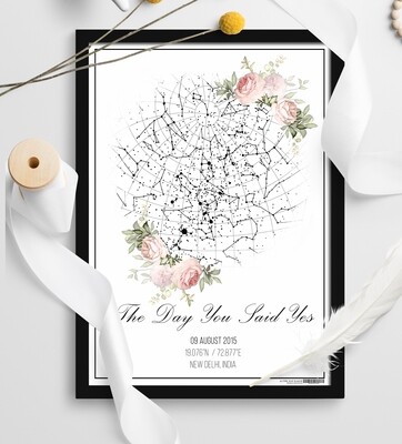 Personalized Star Map - Bed of Roses