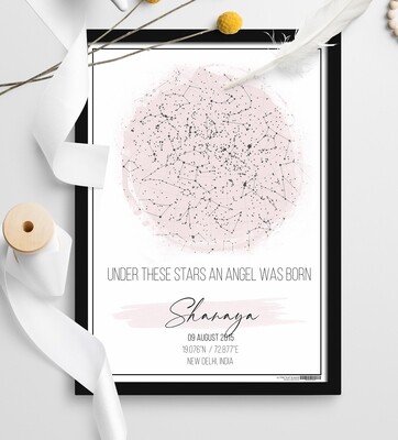 Personalized Star Map - Pastel Pink Twilight