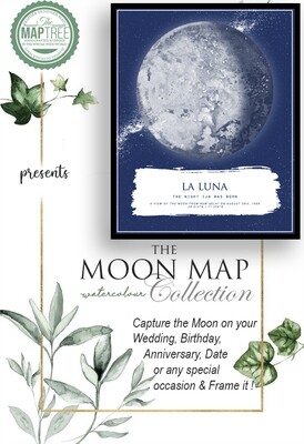 Moon Map Watercolor Collection - Blue Mist