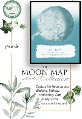 Moon Map Watercolor Collection - Soft Teal