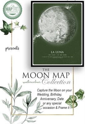 Moon Map Watercolor Collection -Forest Green