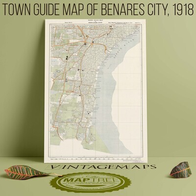 Town guide map of Benares City, 1919