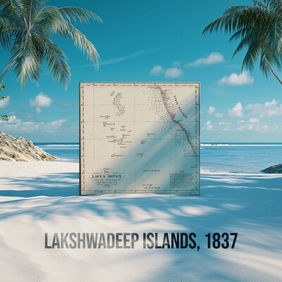 Vintage Map of (Lacca Diven) Lakshadweep Islands, 1837