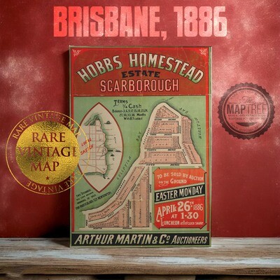 Scarborough, Brisbane Vintage Map, 1886