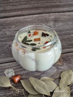 Glass Pumpkin Botanical Candle - Samhain