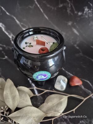 Ceramic Cauldron Candle - Cherry Moon