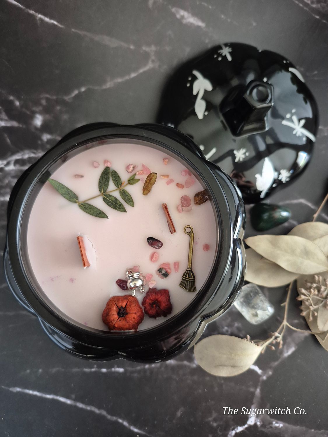 Glass Pumpkin Botanical Candle - Cherry Moon