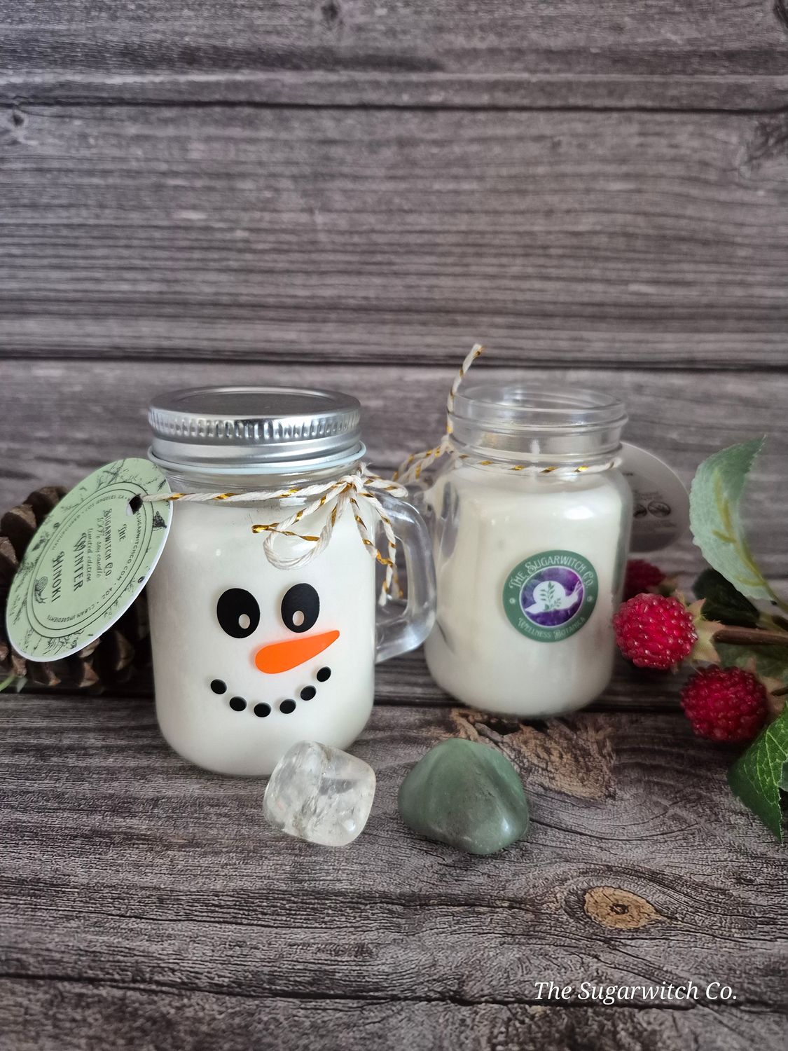 Glass Snowman Jar Candle - Winter Hinoki
