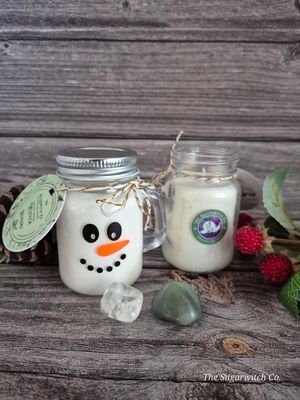 Glass Snowman Jar Candle - Winter Hinoki