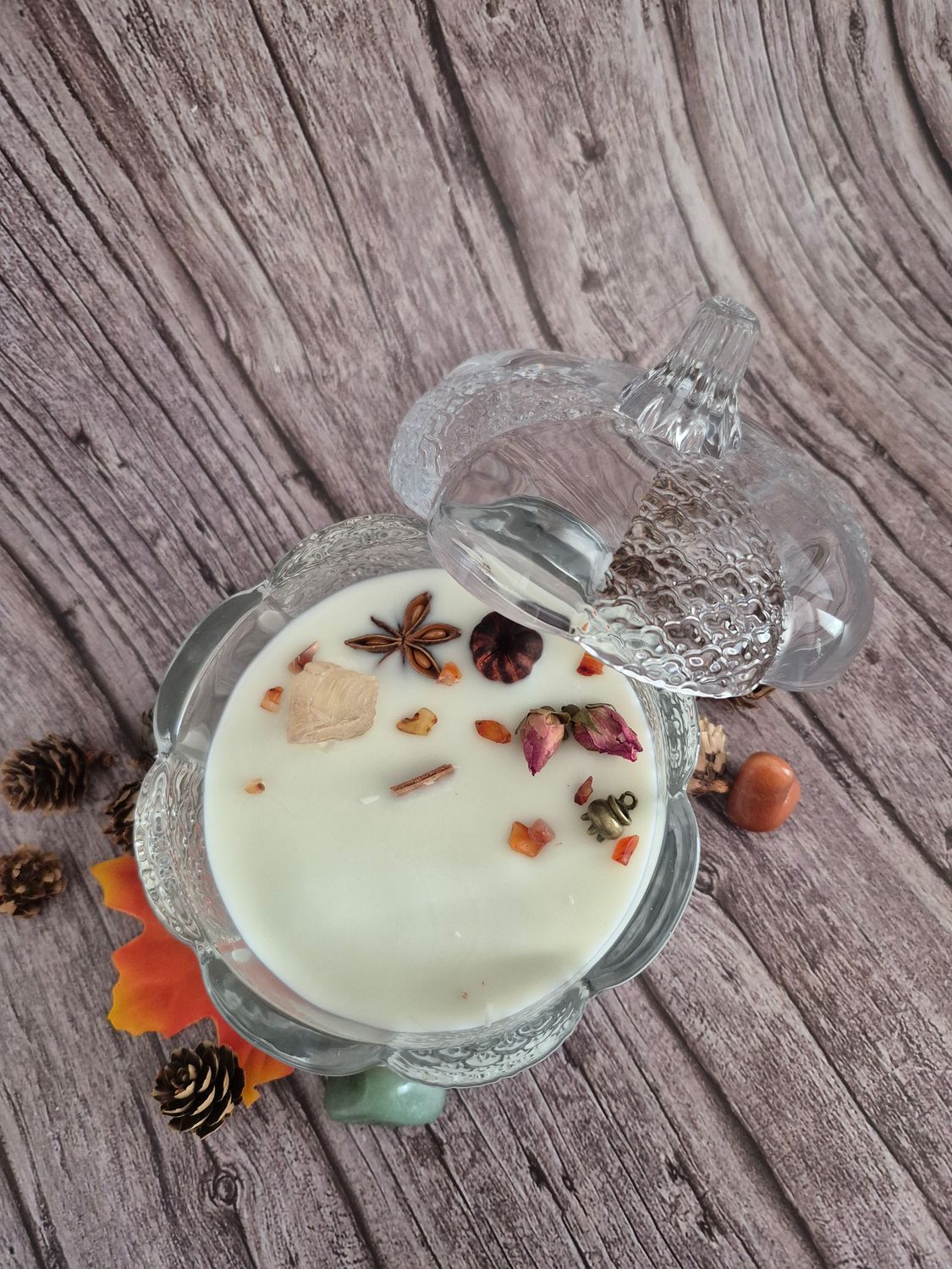 Glass Pumpkin Botanical Candle - Rustic Orchard