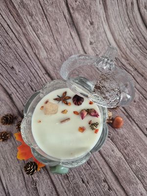 Glass Pumpkin Botanical Candle - Rustic Orchard