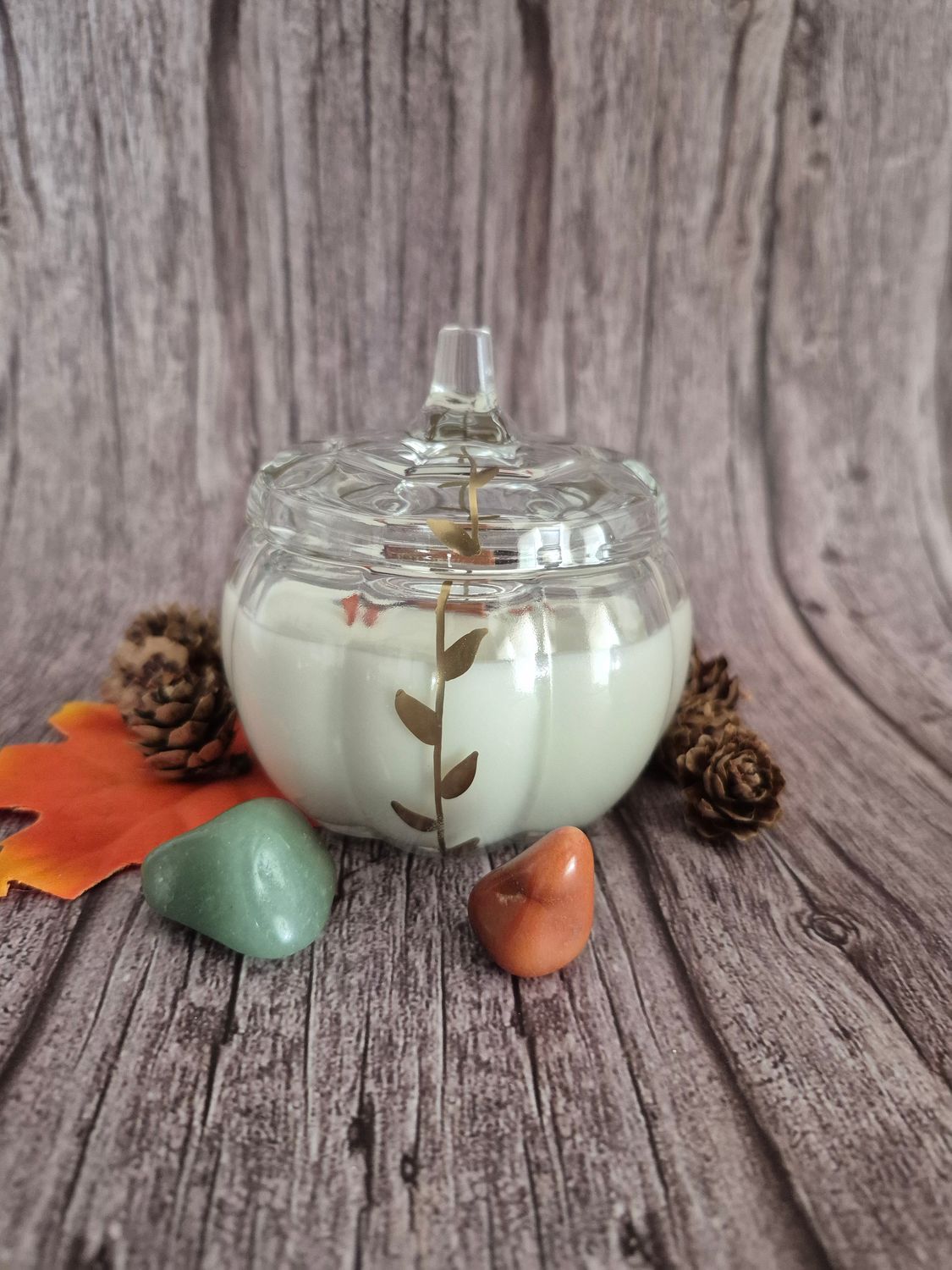 Mini Glass Pumpkin Botanical Candle - Rustic Orchard