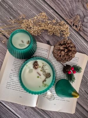 Double Decker Glass Tree Botanical Candle - Merry Yule