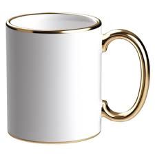 mug blanc à poingnée gold/silver