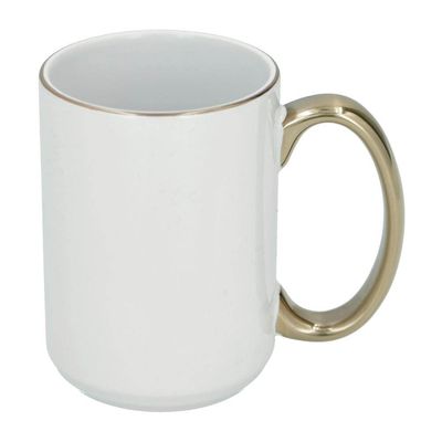 mug blanc à poingnée silver