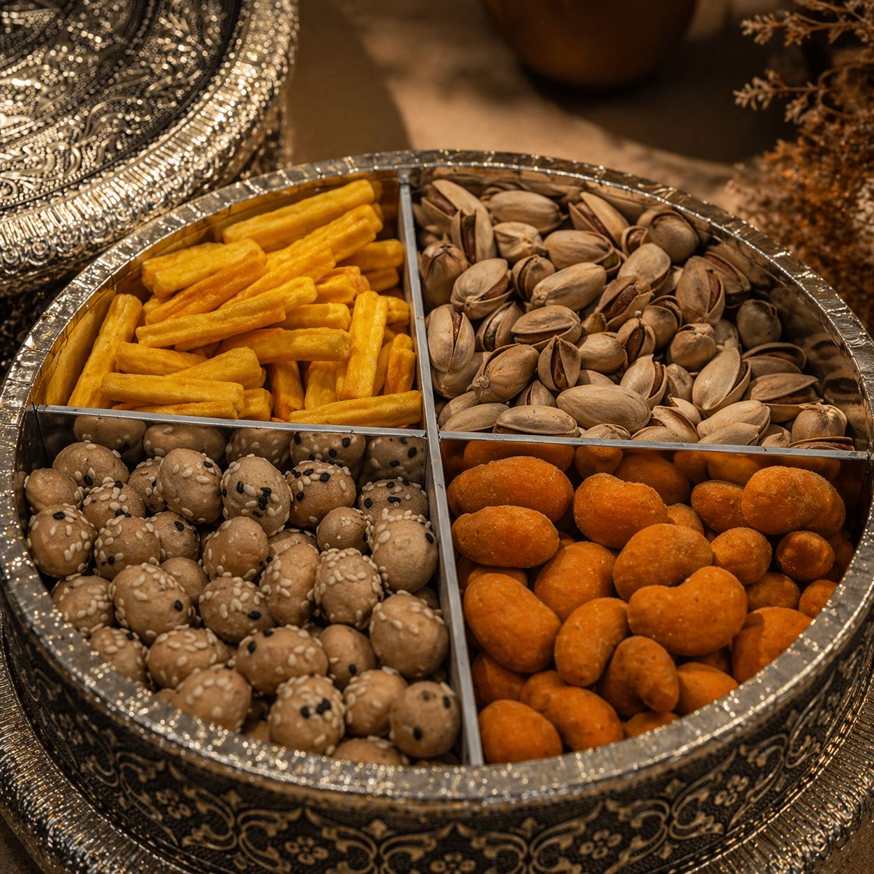 طبق المكسرات المقرمشة