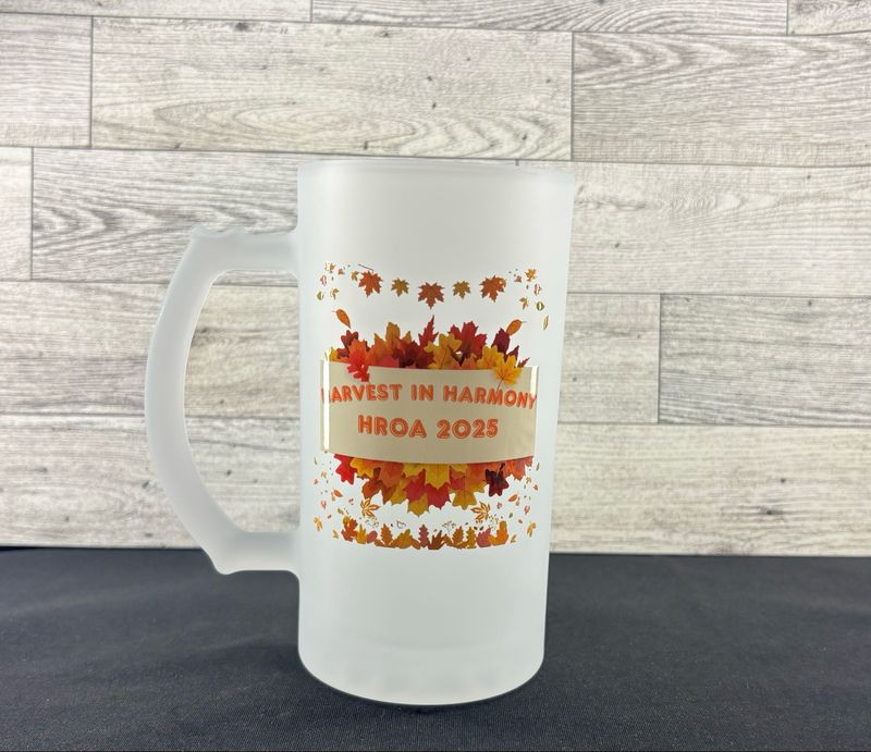 Harvest In Harmony - HROA 2025 - 16oz Frosted Glass Stein