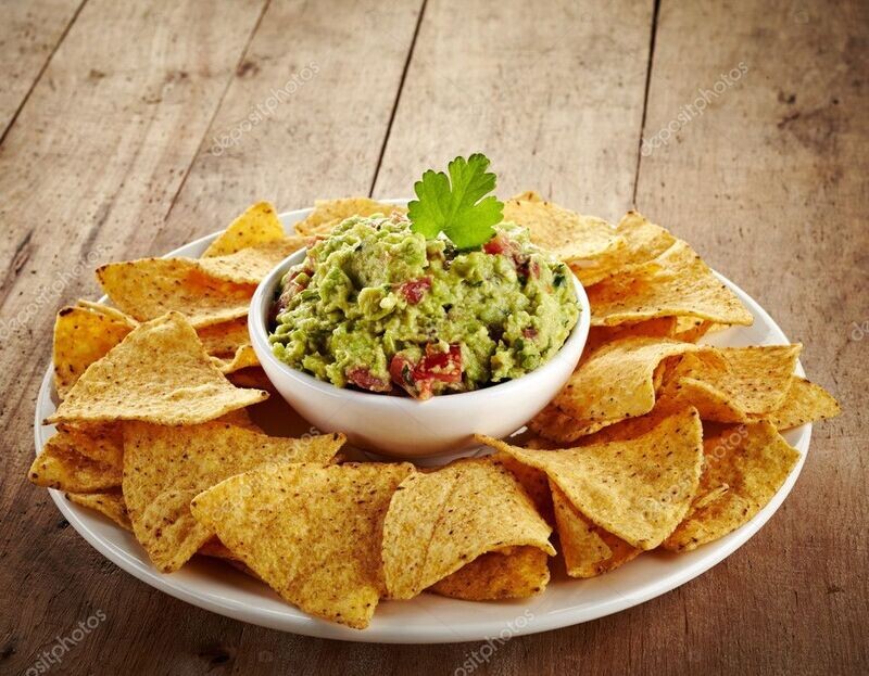 NACHOS DE MAÍZ  CON GUACAMOLE EN ACEITE DE LINO o SÉSAMO TODO ECOLÓGICO (VEGANO)