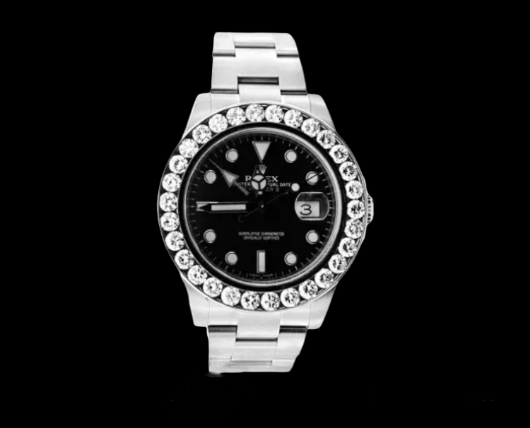 Rolex king Watch Stainless Steel Black Dial 5ct