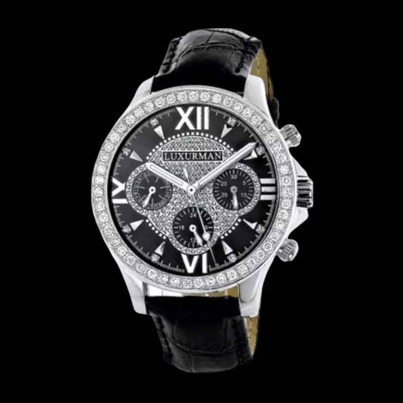 Luxurman Watch Black Dial Leather Band