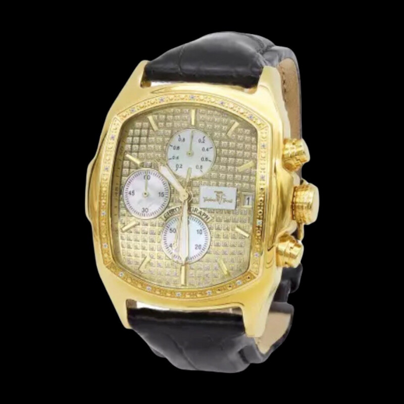 King Diamond Bubble Yellow Gold 0.2ct Luxurman Watch