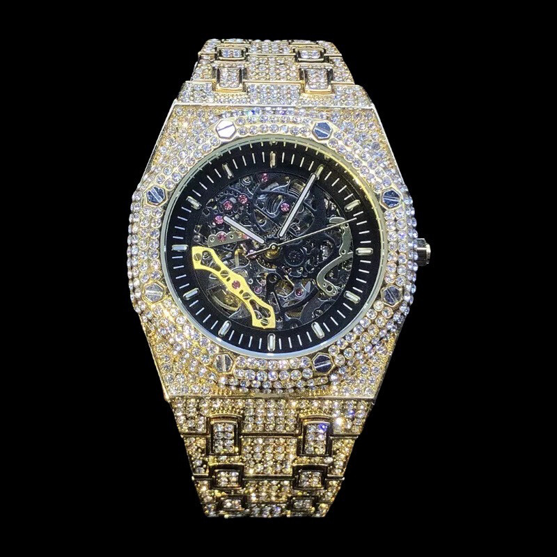Skeleton Diamond Automatic 18k Gold Watch