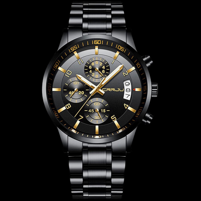 Black Date Stainless Steel Watch