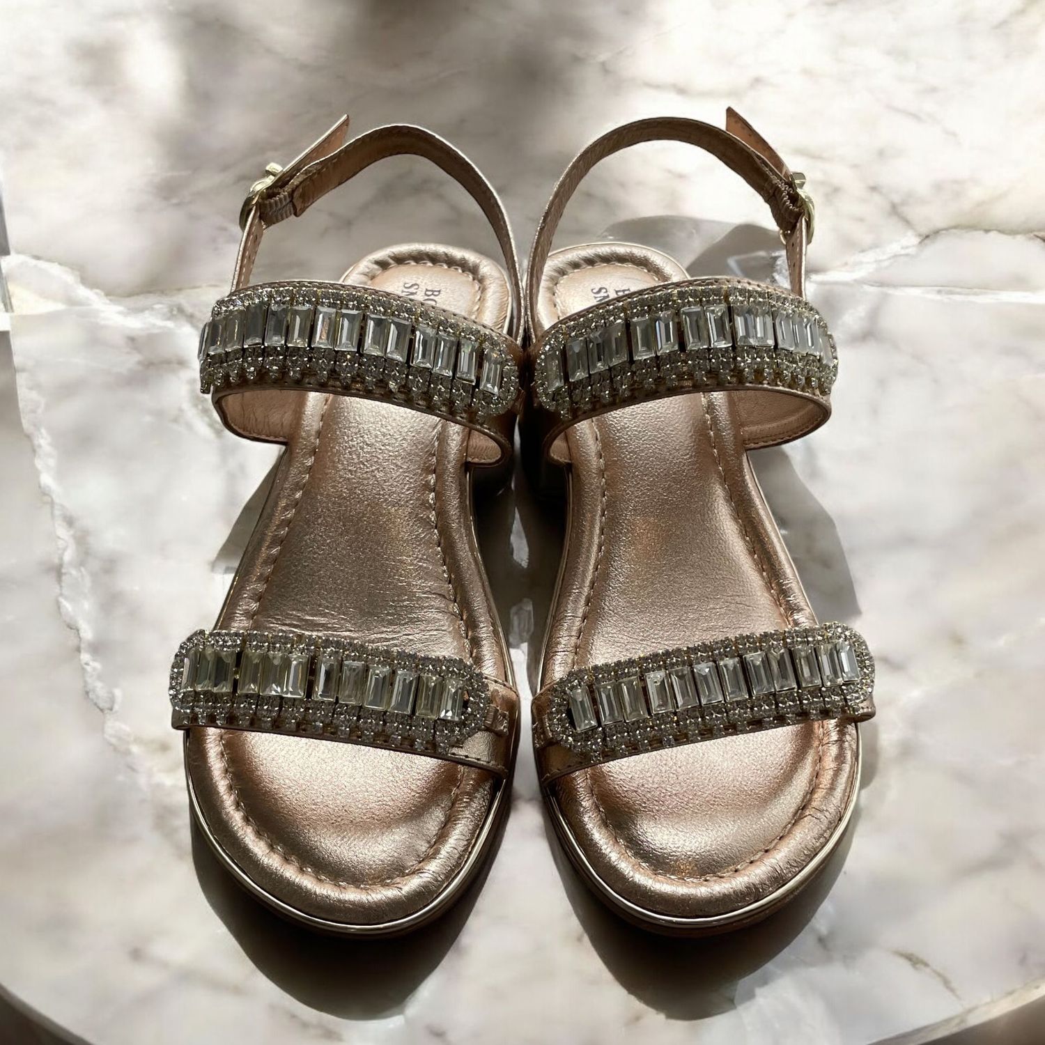 Sandalo Baguette Crystal Oro