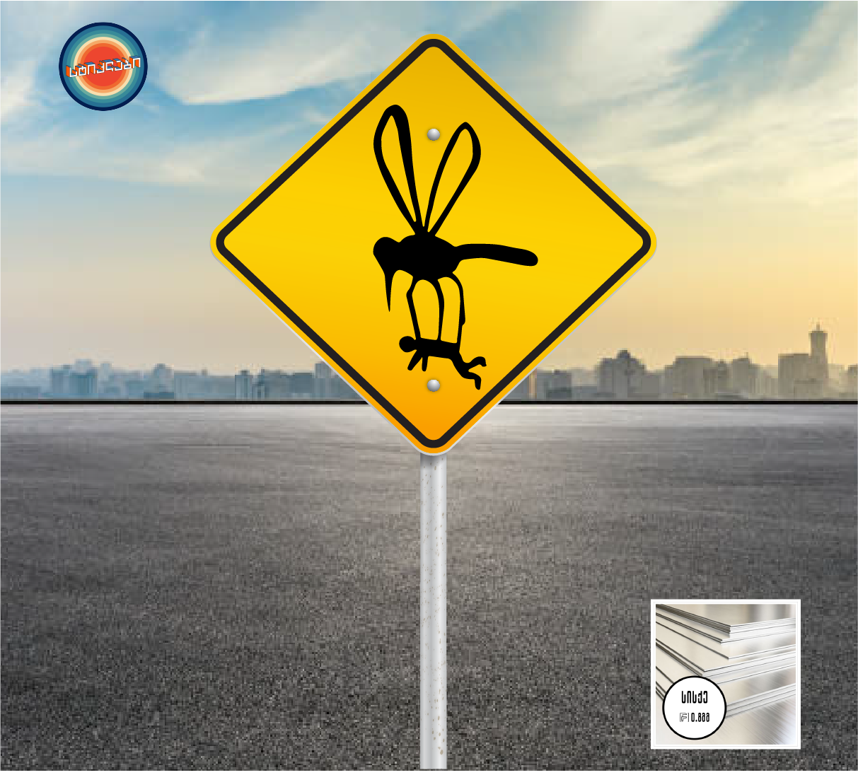 საგზაო ნიშანი - ფრთხილად კოღოები