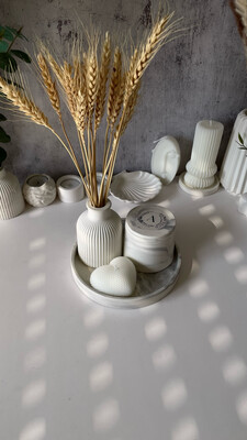 5. Home Decor with 2 Candles on a Round Stand