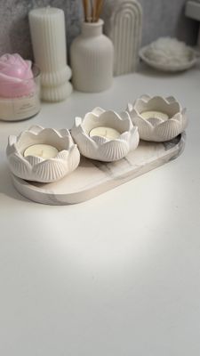 Set of candlesticks "Lotus" on an oval stand