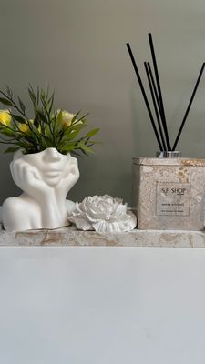 Home Decor Set with Peony, Vase and Diffuser