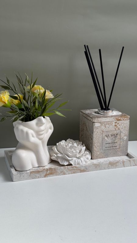 Home Decor Set with Peony, Vase and Diffuser