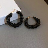 Black Vegan Leather Hoops