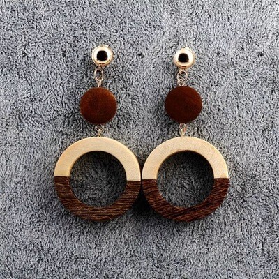 Wooden Circle Drop Earrings