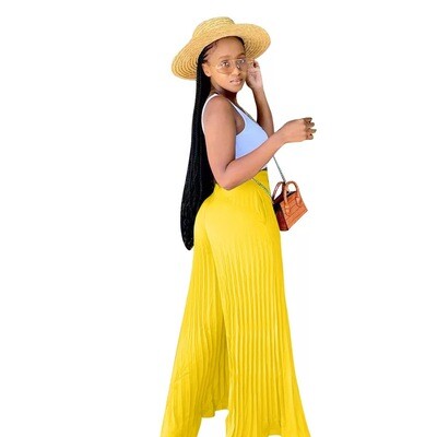 Lemon Yellow Pleated Pants