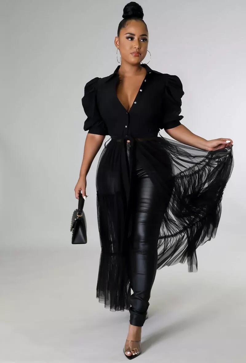 Black Sheer Flowing Top