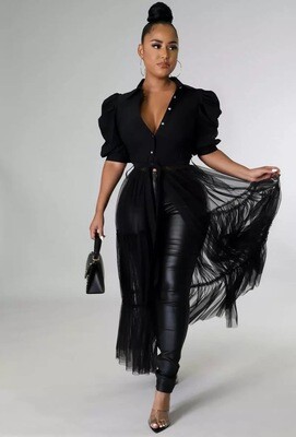 Black Sheer Flowing Top
