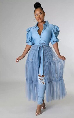 Sky Blue Sheer Flowing Top
