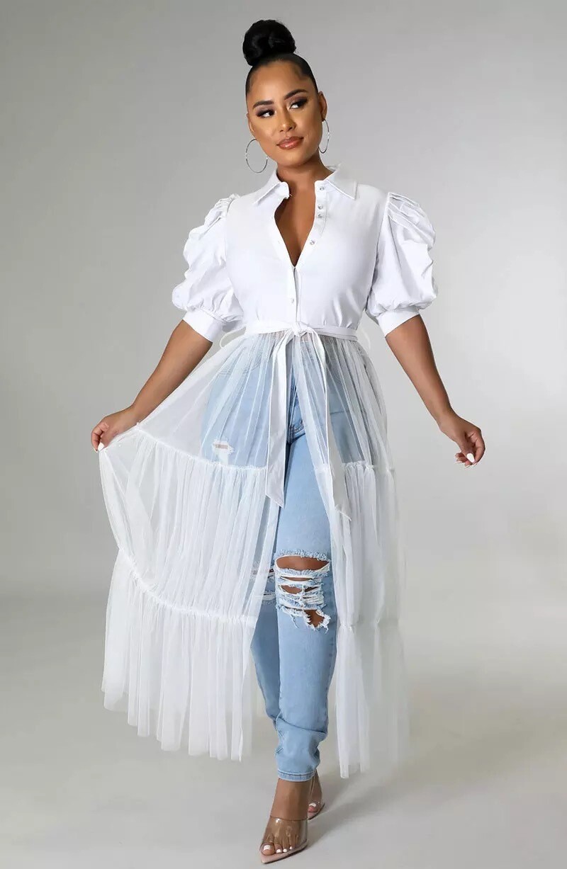 Dove White Sheer Flowing Top